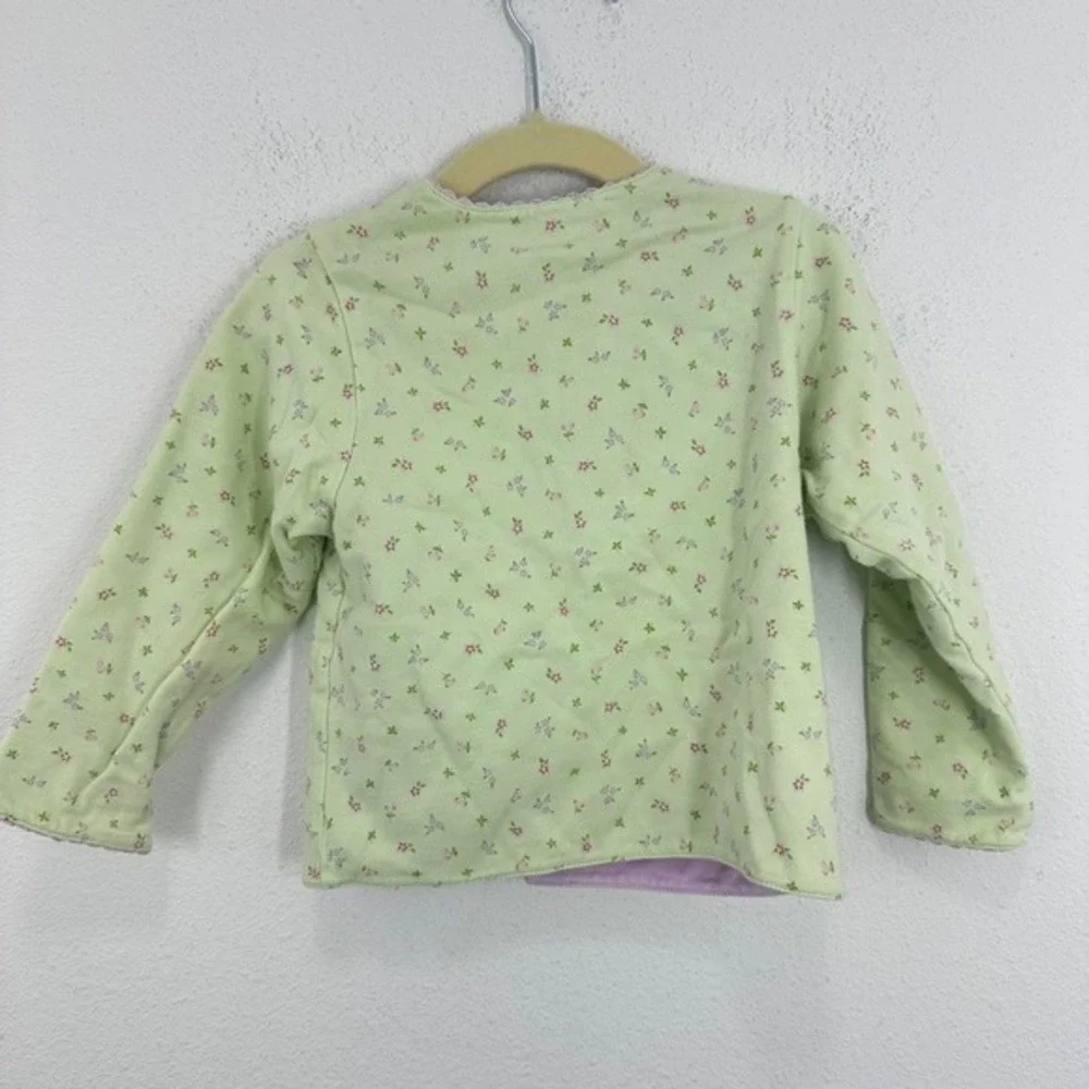 Vintage Girls Pastel Green Floral Print Cotton‎ Snap Button Shirt Jacket Shacket